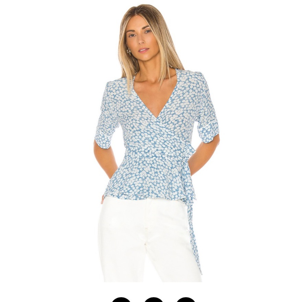 Zamia Top in Riviera Blue Floral